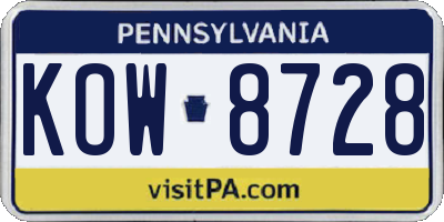 PA license plate KOW8728