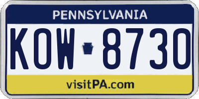 PA license plate KOW8730