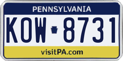 PA license plate KOW8731