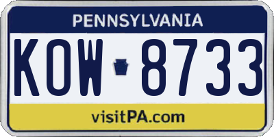 PA license plate KOW8733