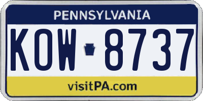 PA license plate KOW8737