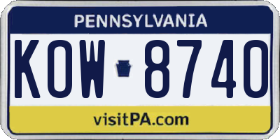 PA license plate KOW8740