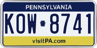 PA license plate KOW8741
