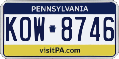 PA license plate KOW8746