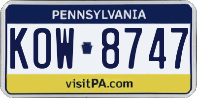 PA license plate KOW8747