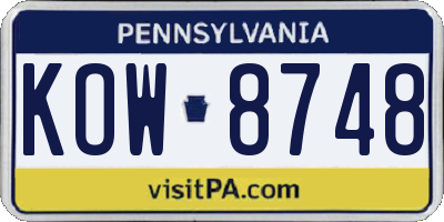 PA license plate KOW8748
