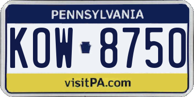PA license plate KOW8750