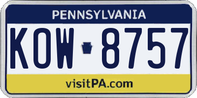PA license plate KOW8757