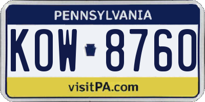PA license plate KOW8760