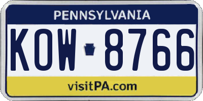 PA license plate KOW8766