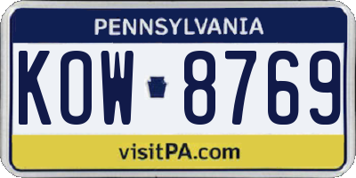 PA license plate KOW8769