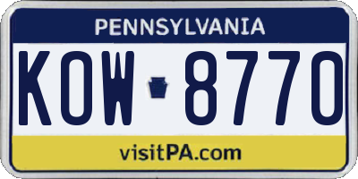 PA license plate KOW8770