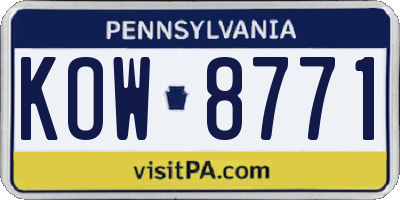 PA license plate KOW8771