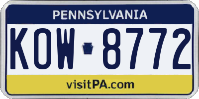 PA license plate KOW8772