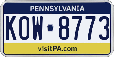 PA license plate KOW8773