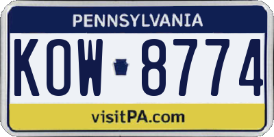 PA license plate KOW8774