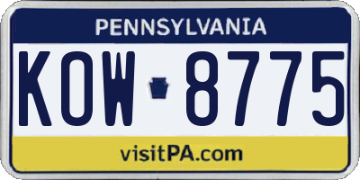 PA license plate KOW8775