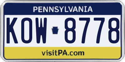 PA license plate KOW8778