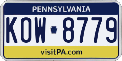 PA license plate KOW8779