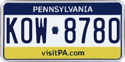 PA license plate KOW8780