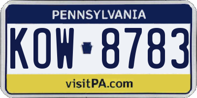 PA license plate KOW8783