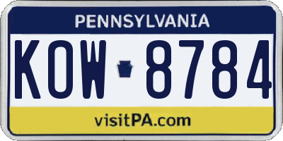 PA license plate KOW8784
