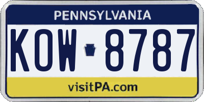 PA license plate KOW8787