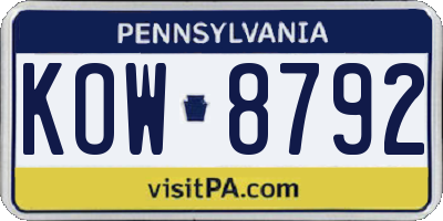 PA license plate KOW8792
