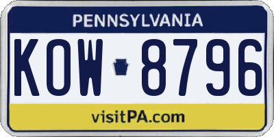 PA license plate KOW8796