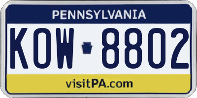 PA license plate KOW8802
