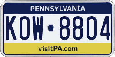 PA license plate KOW8804