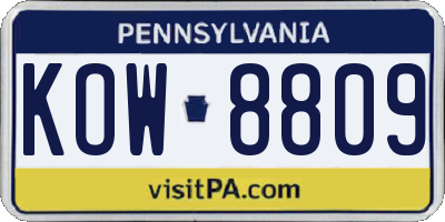 PA license plate KOW8809