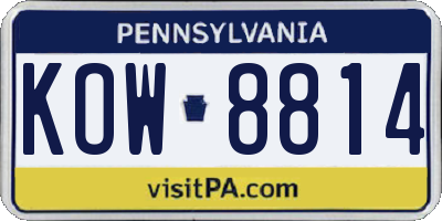 PA license plate KOW8814