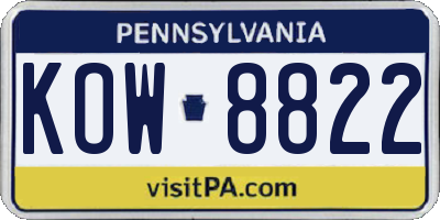 PA license plate KOW8822
