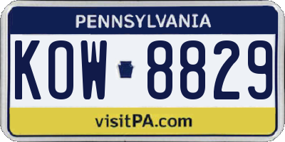 PA license plate KOW8829