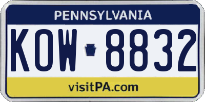 PA license plate KOW8832