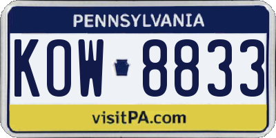 PA license plate KOW8833