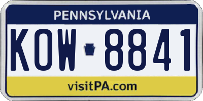 PA license plate KOW8841