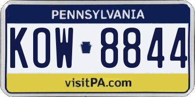 PA license plate KOW8844