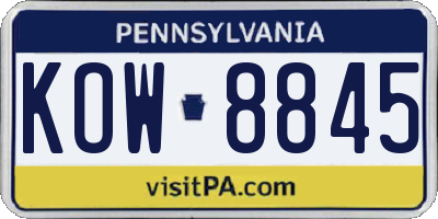 PA license plate KOW8845