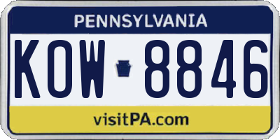 PA license plate KOW8846