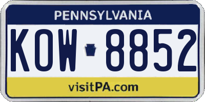 PA license plate KOW8852