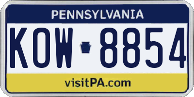 PA license plate KOW8854