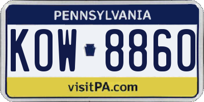 PA license plate KOW8860
