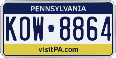 PA license plate KOW8864