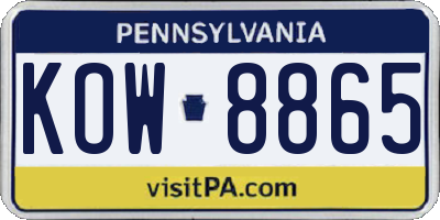 PA license plate KOW8865