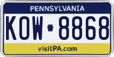 PA license plate KOW8868