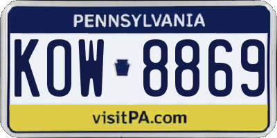 PA license plate KOW8869