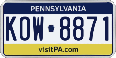 PA license plate KOW8871