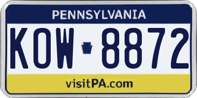 PA license plate KOW8872